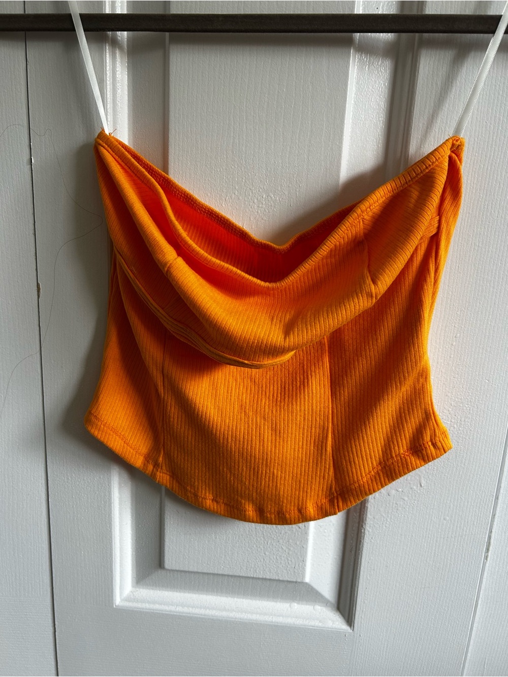 Orange Ribbed Crop Top SHEIN